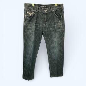 Jeanetix Black Wash Straight Leg Men's Jeans 34x31